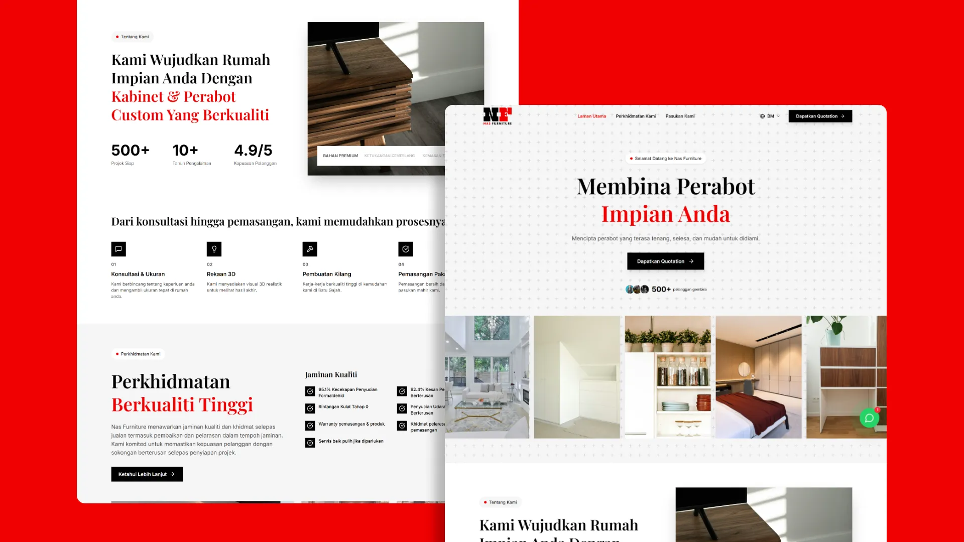 NAS Furniture website shown on a laptop and phone
